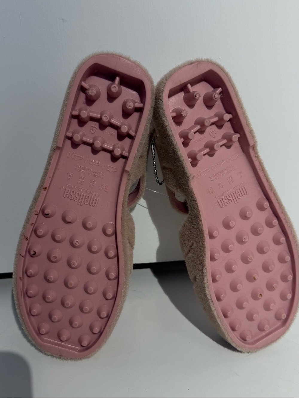 NWOT Melissa Anthropologie Possession Warm Pink Fuzzy Sandals - Picture 10 of 15